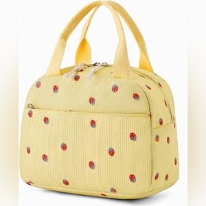 Sunny strawberry corduroy lunch bag